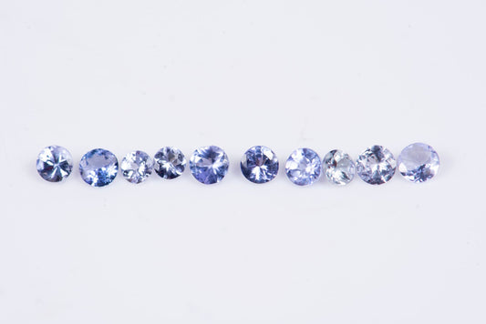 10 броя танзанит 0.82ct 2.4-2.7mm кръгла шлифовка