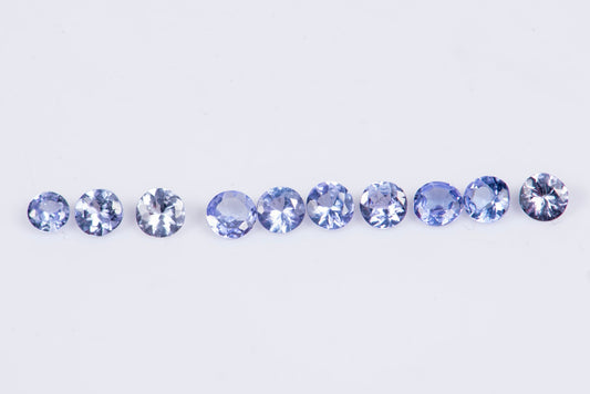 10 броя танзанит 0.82ct 2.4-2.7mm кръгла шлифовка
