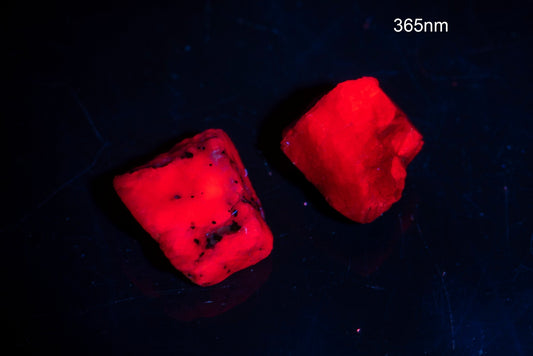 2pcs rough ruby crystals with strong fluorescence 18.4ct