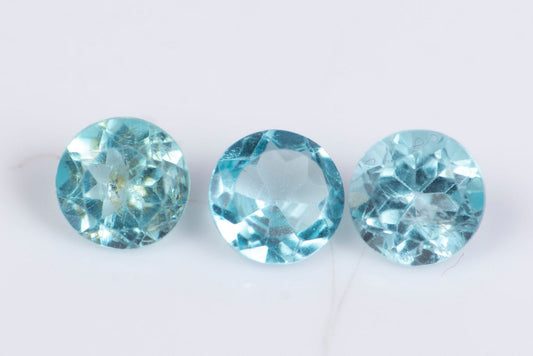 3 pieces blue apatite 0.78ct 4mm round cut