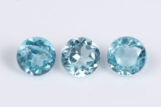 3 pieces blue apatite 0.83ct 4mm round cut