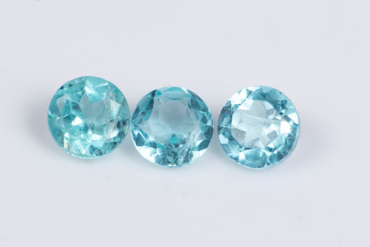 3 pieces blue apatite 0.83ct 4mm round cut