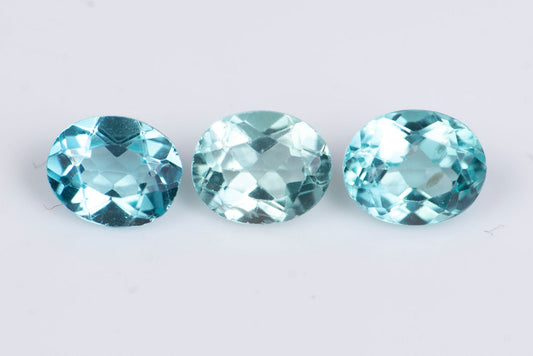 3 pieces blue apatite 1.13ct oval cut