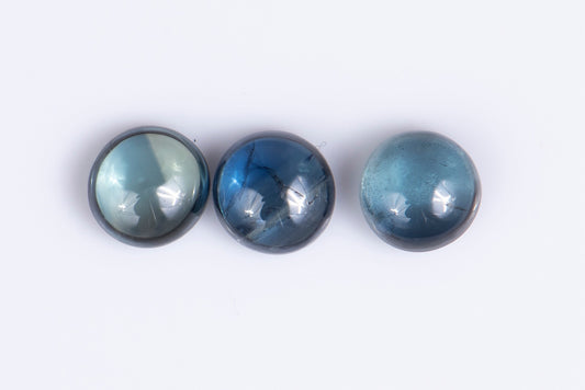 3 pieces blue sapphire 0.96ct round cabochon
