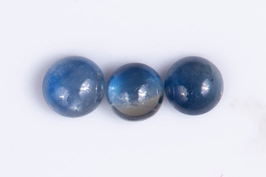 3 pieces blue sapphire 1.00ct round cabochon heated