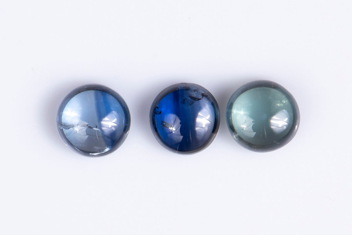 3 Pieces Natural Blue Sapphire 1.07ct Round Cabochon