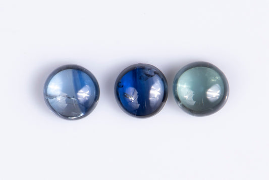 3 pieces blue sapphire 1.07ct round cabochon