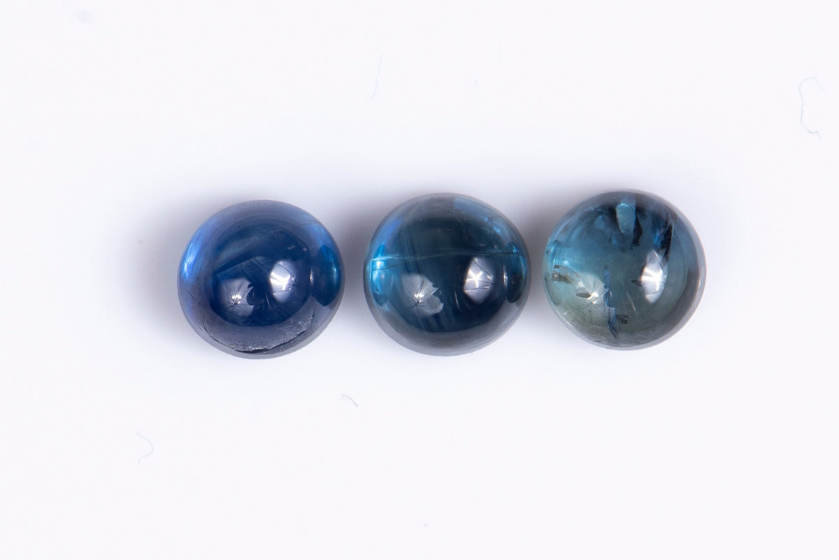 3 Pieces Natural Blue Sapphire 1.24ct Round Cabochon