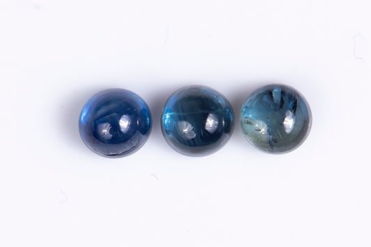 3 pieces blue sapphire 1.24ct round cabochon