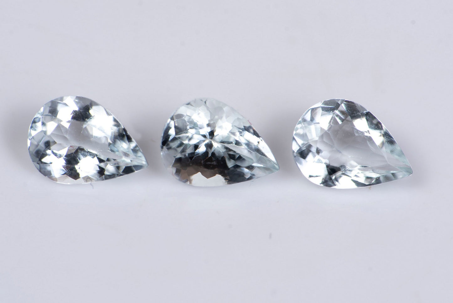 3 pieces Goshenite (white aquamarine) 1.92ct teardop cut