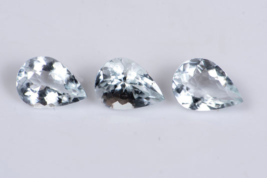 3 pieces Goshenite (white aquamarine) 1.92ct teardop cut