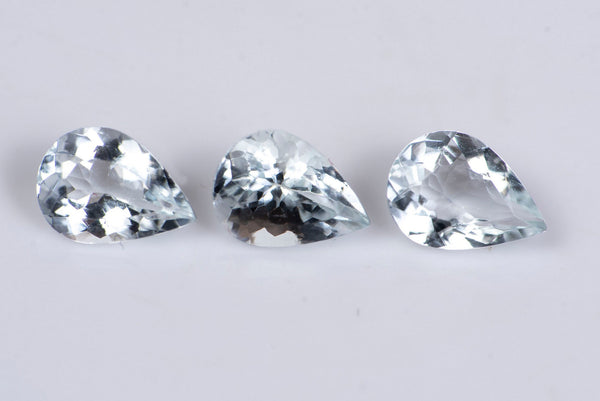 3 Pieces Natural Goshenite (White Aquamarine) 1.92ct Teardrop Cut