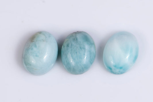 3 pieces larimar 7.09ct 9x7mm oval cabochons