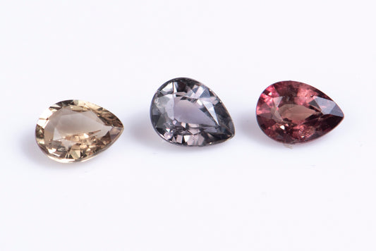 3 pieces pink sapphire 0.65ct untreated teardrop cut