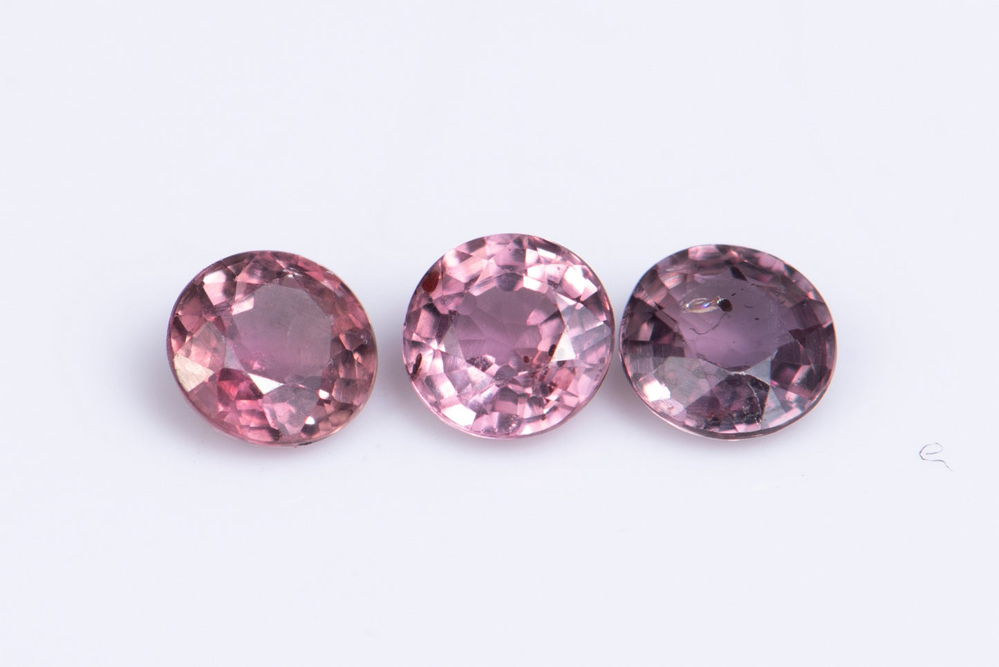 3 pieces pink sapphire 0.70ct round cut 3.4mm heated