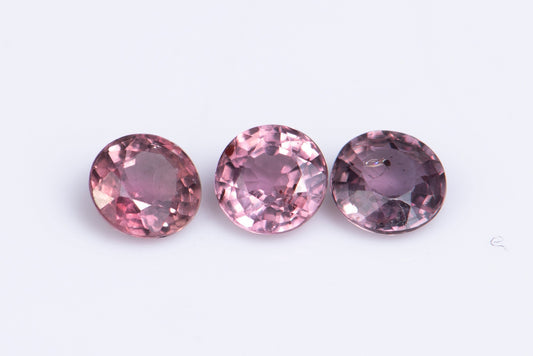3 pieces pink sapphire 0.70ct round cut 3.4mm heated