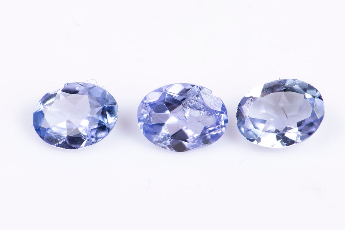 3 броя естествен танзанит 0.50ct 4x3mm овална шлифовка