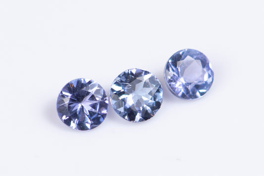 3 броя танзанит 0.56ct 3.3mm кръгла шлифовка