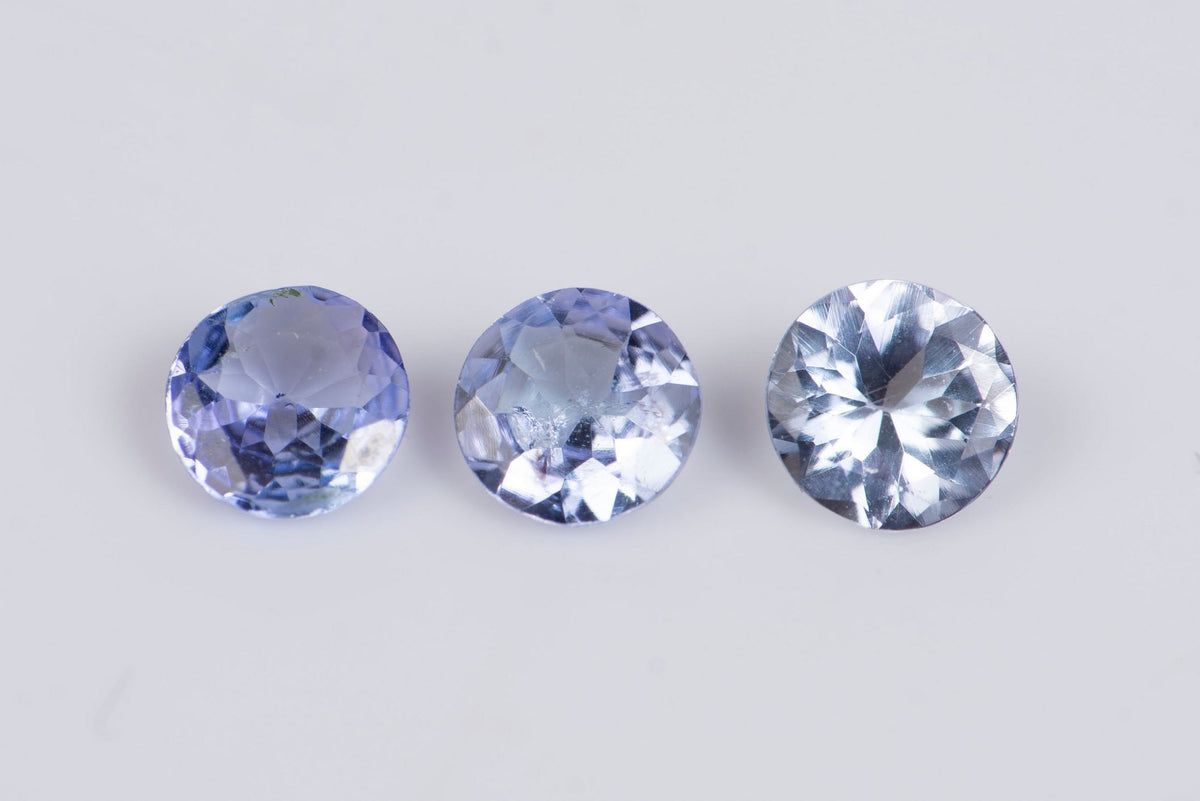 3 броя естествен танзанит 0.57ct 3.8mm кръгла шлифовка