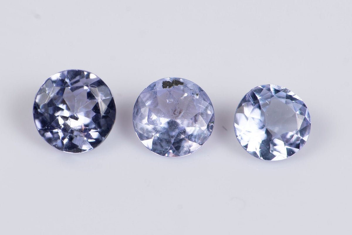 3 броя естествен танзанит 0.67ct 3.8mm кръгла шлифовка №1
