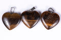 Natural tiger's eye 3pcs heart pendants 20mm 49.1ct loose gemstones