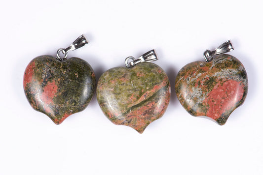 3 pieces unakite pendant heart shape 51.1ct