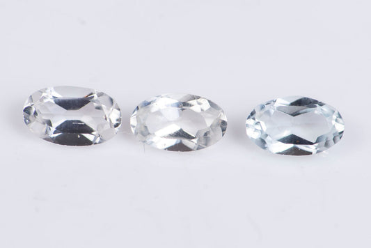 3 pieces white topaz 0.83ct 5x3mm oval cut