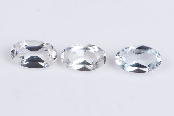 3 броя естествен бял топаз 0.83ct 5x3mm овална шлифовка