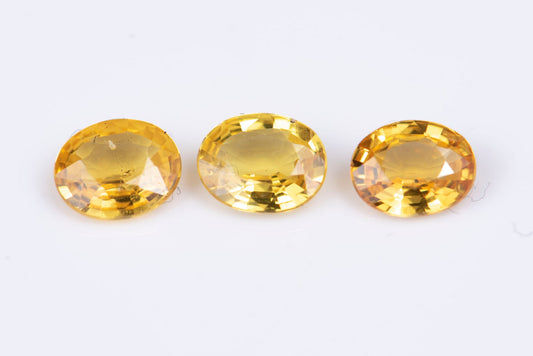 3 pieces yellow sapphire 1.08ct oval cut
