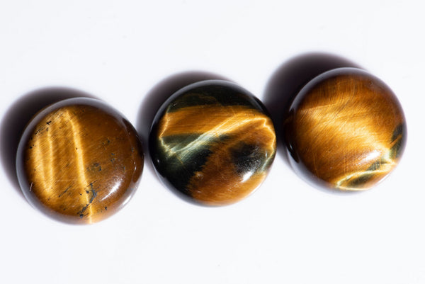 3 Pieces Natural Tiger's Eye 39.5ct Round Cabochons