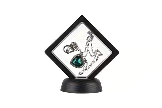 3D floating display stand 11x11cm black for gemstone and mineral specimen display