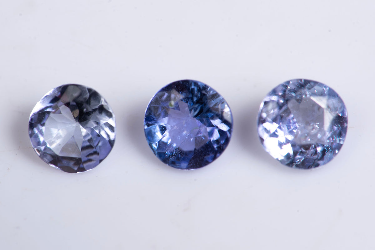 3 Pieces Natural Tanzanite 0.68ct 3.8mm Round Cut #34