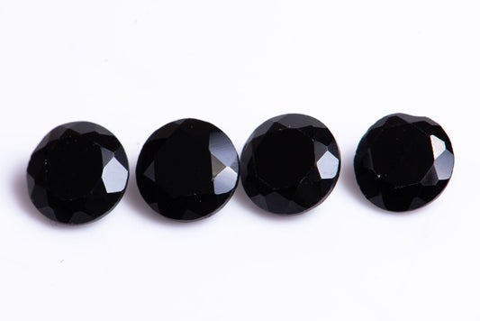 4 броя черен шпинел 3.80ct 6mm кръгла шлифовка