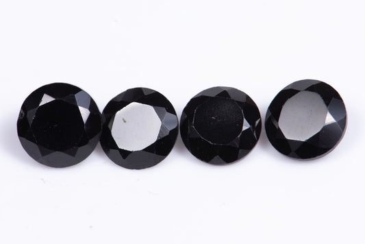 4 броя черен шпинел 3.95ct 6mm кръгла шлифовка