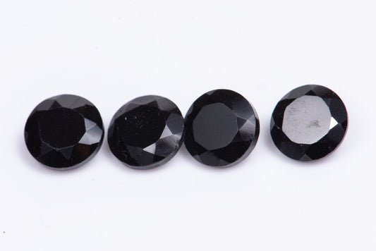 4 броя черен шпинел 4.12ct 6mm кръгла шлифовка