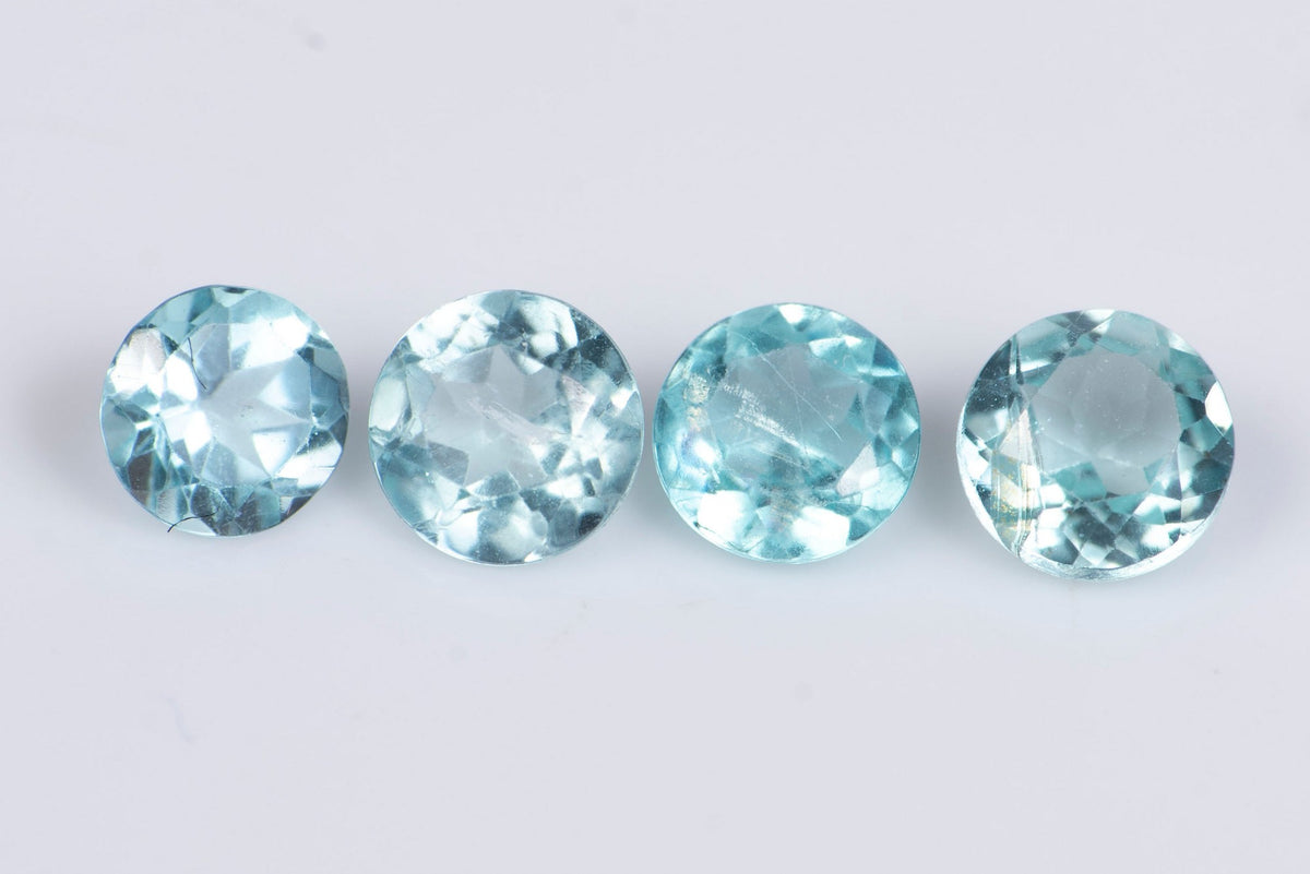 4 броя естествен син апатит 0.96ct 4mm кръгла шлифовка