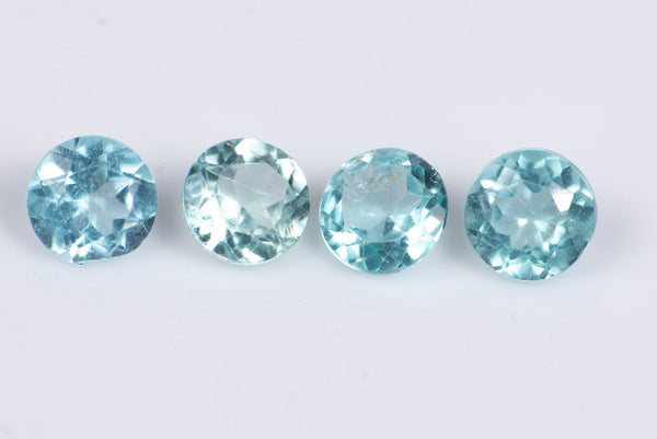 4 броя естествен син апатит 1.04ct 4mm кръгла шлифовка
