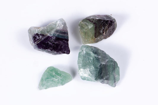 4 pieces green and purple rough fluorite 107g