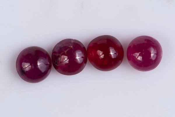 4 броя естествен нагряван рубин 0.51ct кръгли кабошони №1