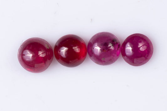 4 pieces ruby 0.51ct heated round cabochons