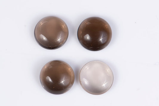 4 pieces smokey quartz 10.0ct 9mm cabochons