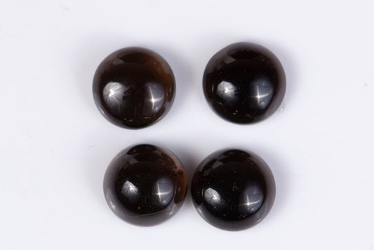 4 pieces smokey quartz 11.9ct 9mm cabochons