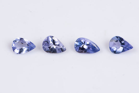 4 броя танзанит 0.52ct, капковидна шлифовка