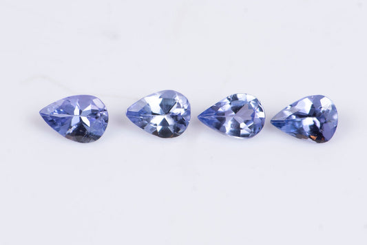 4 броя танзанит 0.53ct, капковидна шлифовка