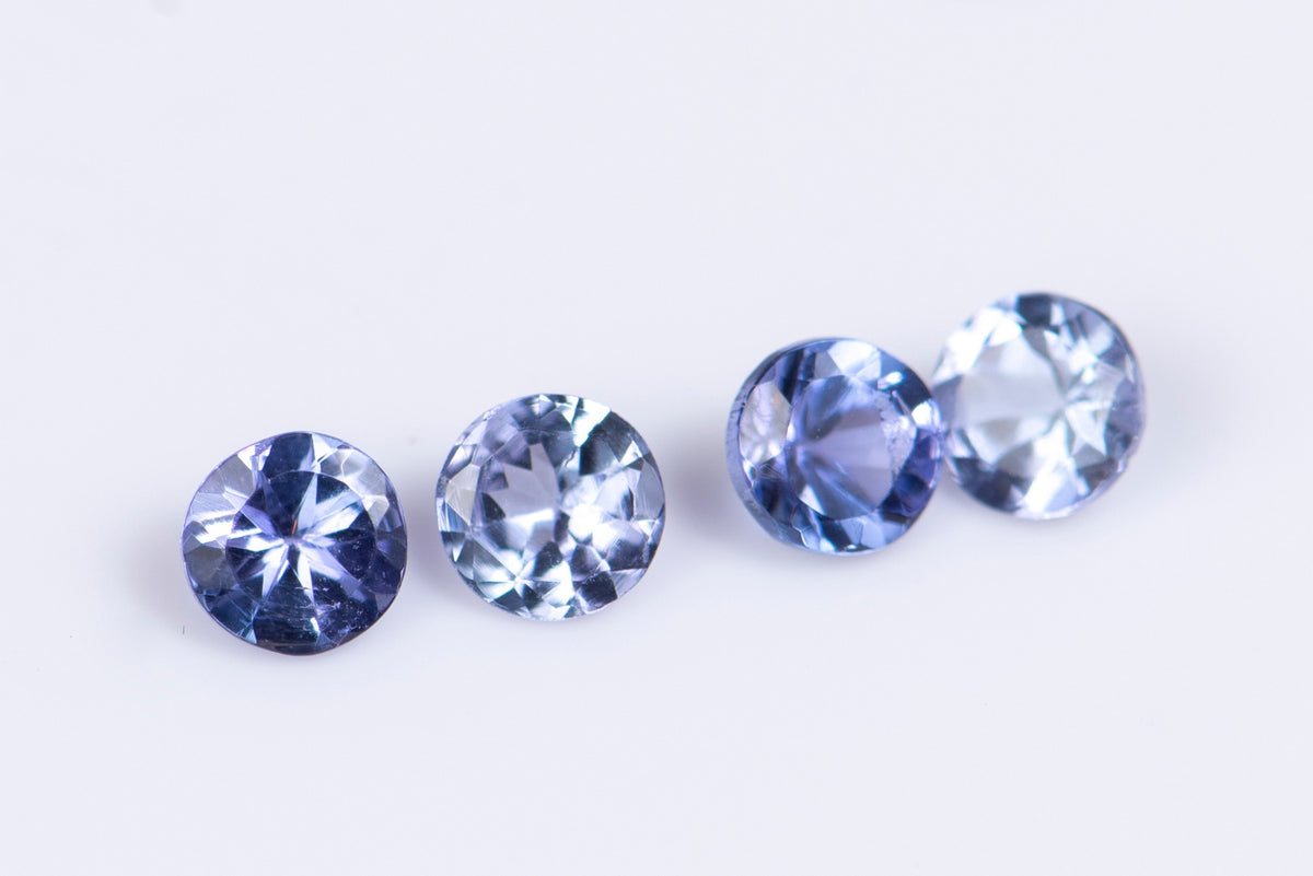 4 броя естествен танзанит 0.67ct 3.2mm кръгла шлифовка