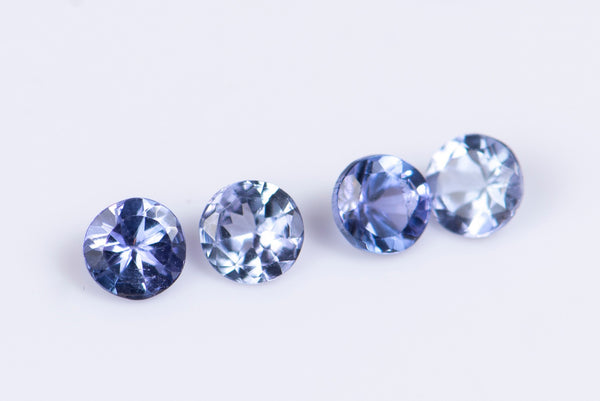 4 броя естествен танзанит 0.67ct 3.2mm кръгла шлифовка