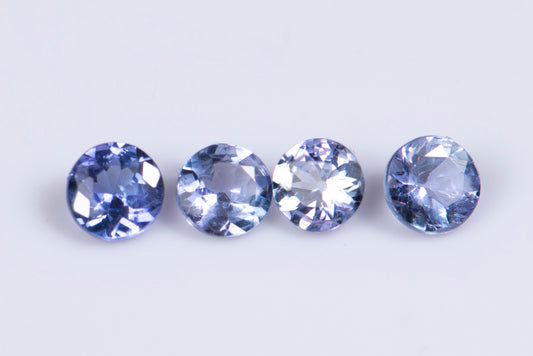 4 броя танзанит 0.75ct 3.3mm кръгла шлифовка