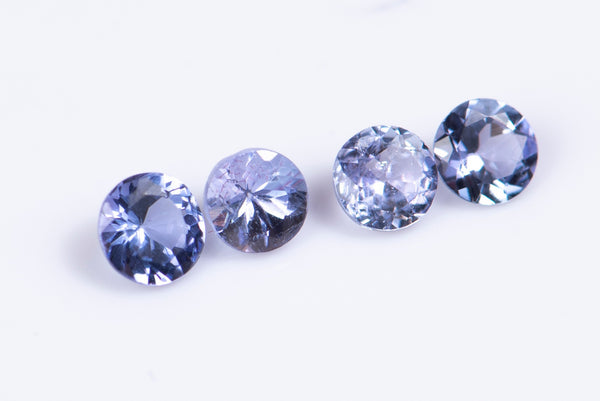4 броя естествен танзанит 0.76ct 3.3mm кръгла шлифовка