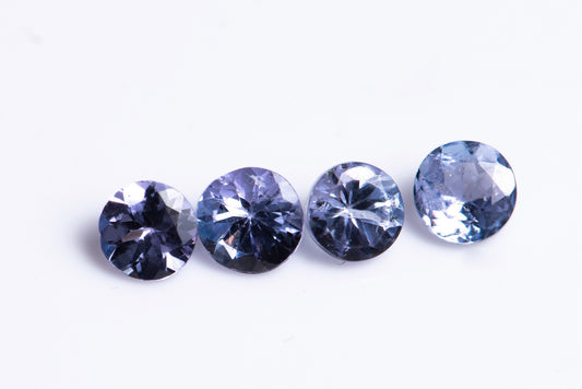 4 броя танзанит 0.79ct 3.3mm кръгла шлифовка