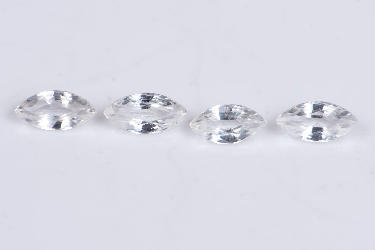 4 Pieces Natural White Sapphire Heated 0.72ct 5x2.4mm Marquise Cut